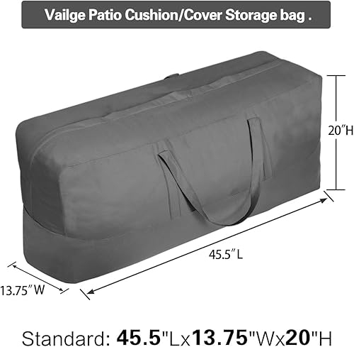 Miniatura 8 de Vailge Bolsa de almacenamiento para cojín de patio, resistente al agua, 60 pulgadas, para exteriores, rectangular, para muebles de patio, bolsa de