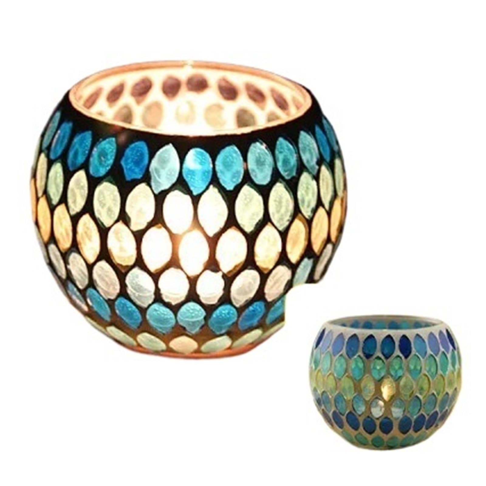 Candle sticks holder candle holders， Snowflake Mosaic Glass Candlestick Holders(Style14)