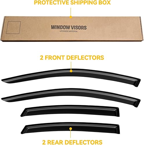 Miniatura 102 de Viseras de ventana para Toyota Camry 2007-2011, protectores de lluvia, deflector de ventilación, sombra humo oscuro 07 2008 2009 2010 11, con cinta