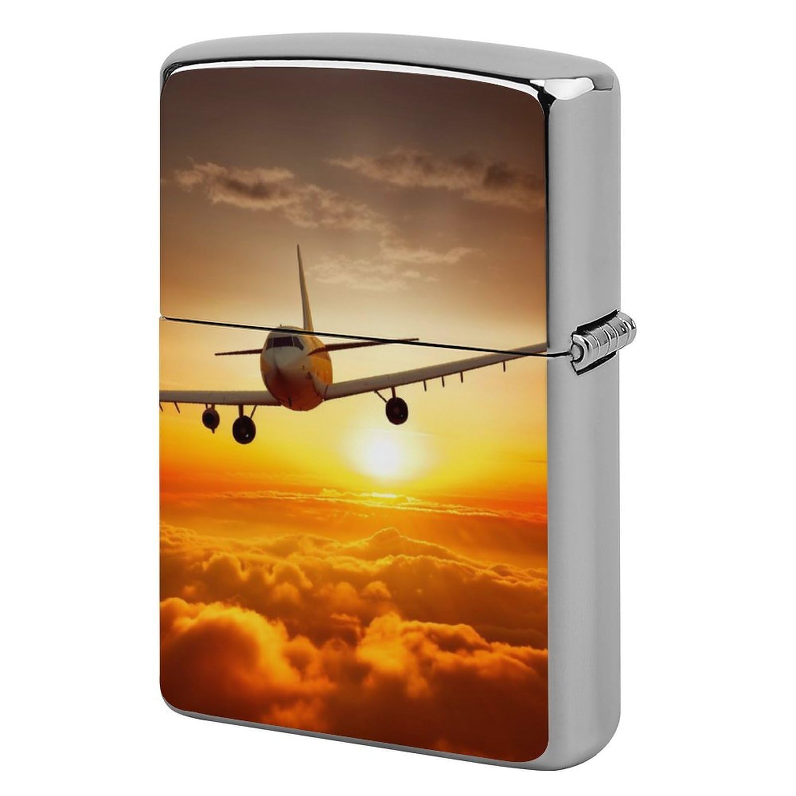 Aircraft Plane at Sunset Lighter Cover for Men, Personalized Lighter Case for Birthday Gift, Flip-Top Lighters Protective Cover, Portable Lighters Shell for Outdoor, Travel