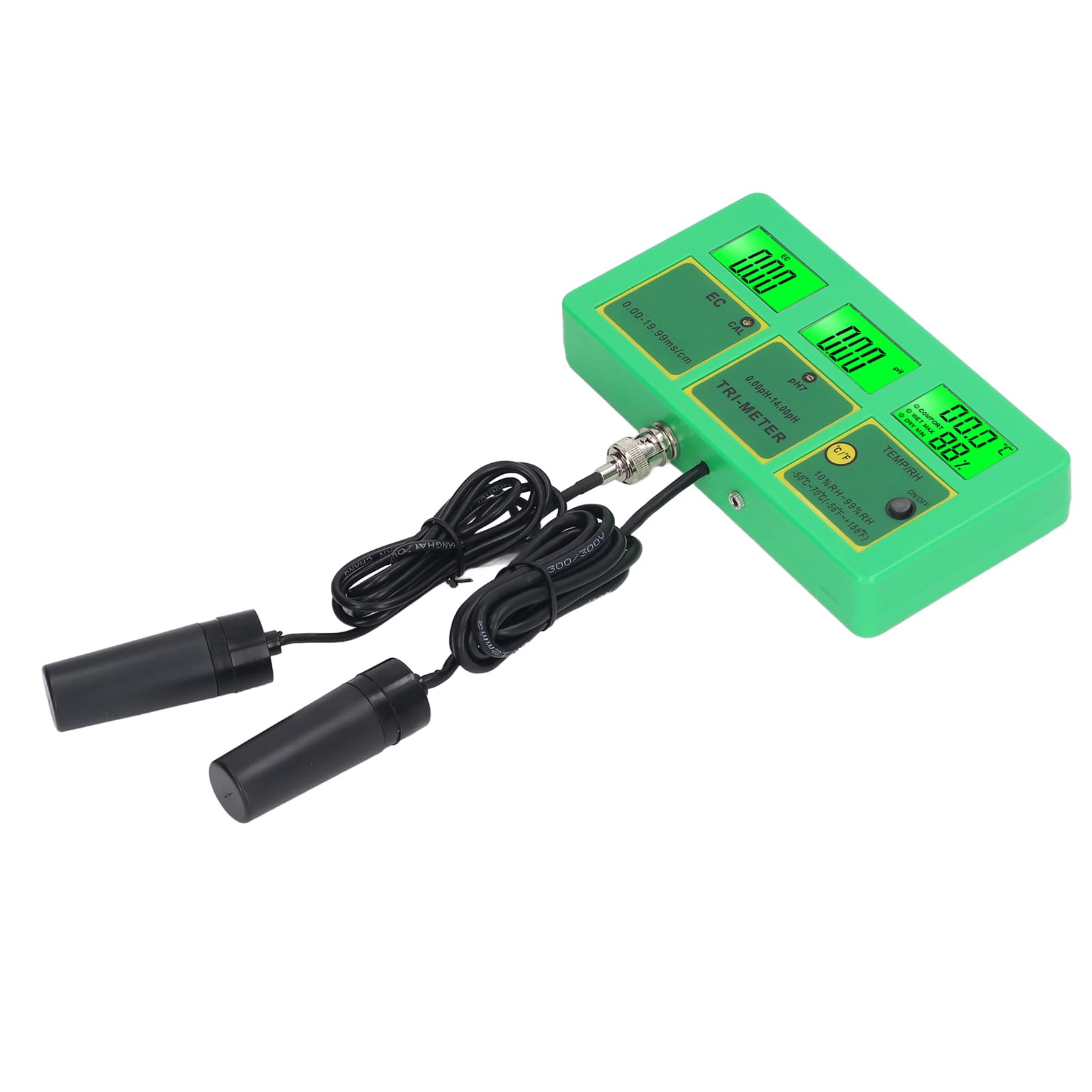 Chrees Monitor de Calidad del Agua EC PH Tester Medidor Conductividad PH Temperatura Humedad Medidor LCD Retroiluminación Pantalla Digital de 3 Pantallas con Monitoreo en Línea pa