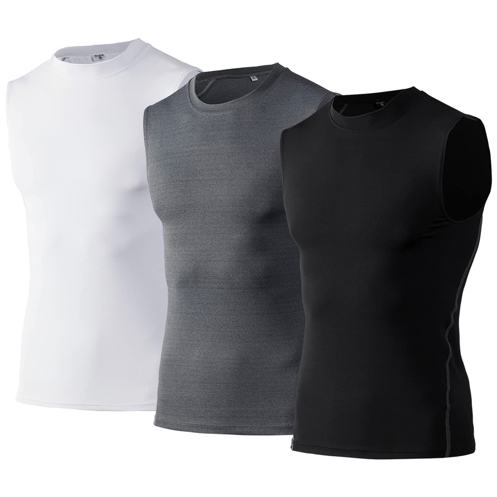 Funien 3 Pack Baselayer Workout Sleeveless Shirts Workout Vest