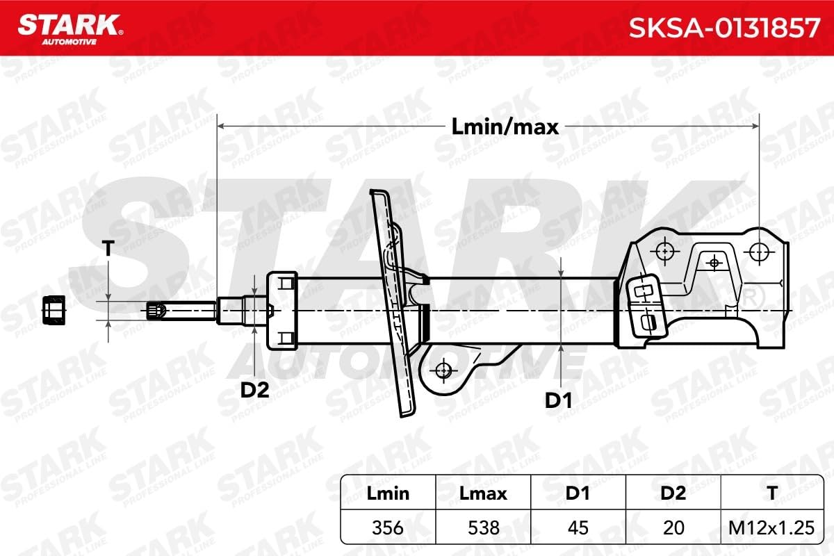 STARK SKSA-0131857 Amortyzator rozpórka zawieszenia przód prawo Kompatybilny z HONDA Jazz II Hatchback GD, GE3, GE2 City Sedan GE4 Jazz Sedan GD