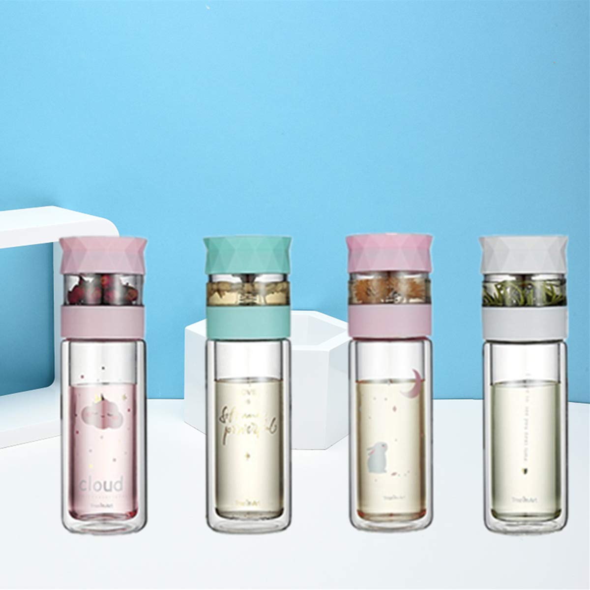 RanDal 280 Ml Double Paroi En Verre Créatif Eau Tasse De Séparation De Thé Tasse Tasse Acier Libre Avec Filtre - Vert