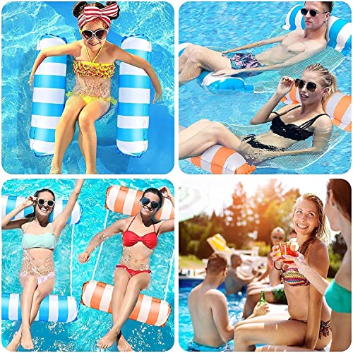 Image of Inflatable Pool Floats for Adults with Manual Air Pump - Water Hammock & Floating Bed | Adult Floaties | Swimming Pool, Beach, Lake & Summer Party