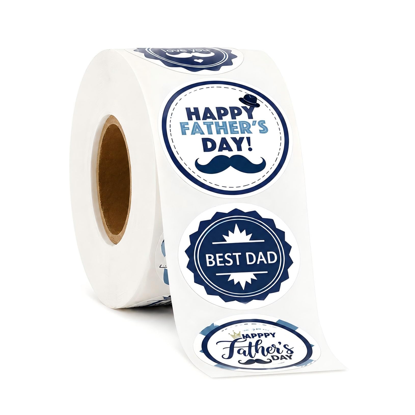 500Pcs Father's Day Self Adhesive Roll Labels, 1.5Inch Happy Stickers for Party Supplies Gifts Crafts Cards Present Boxes, World's Best Dad, Super Dad, I Love You