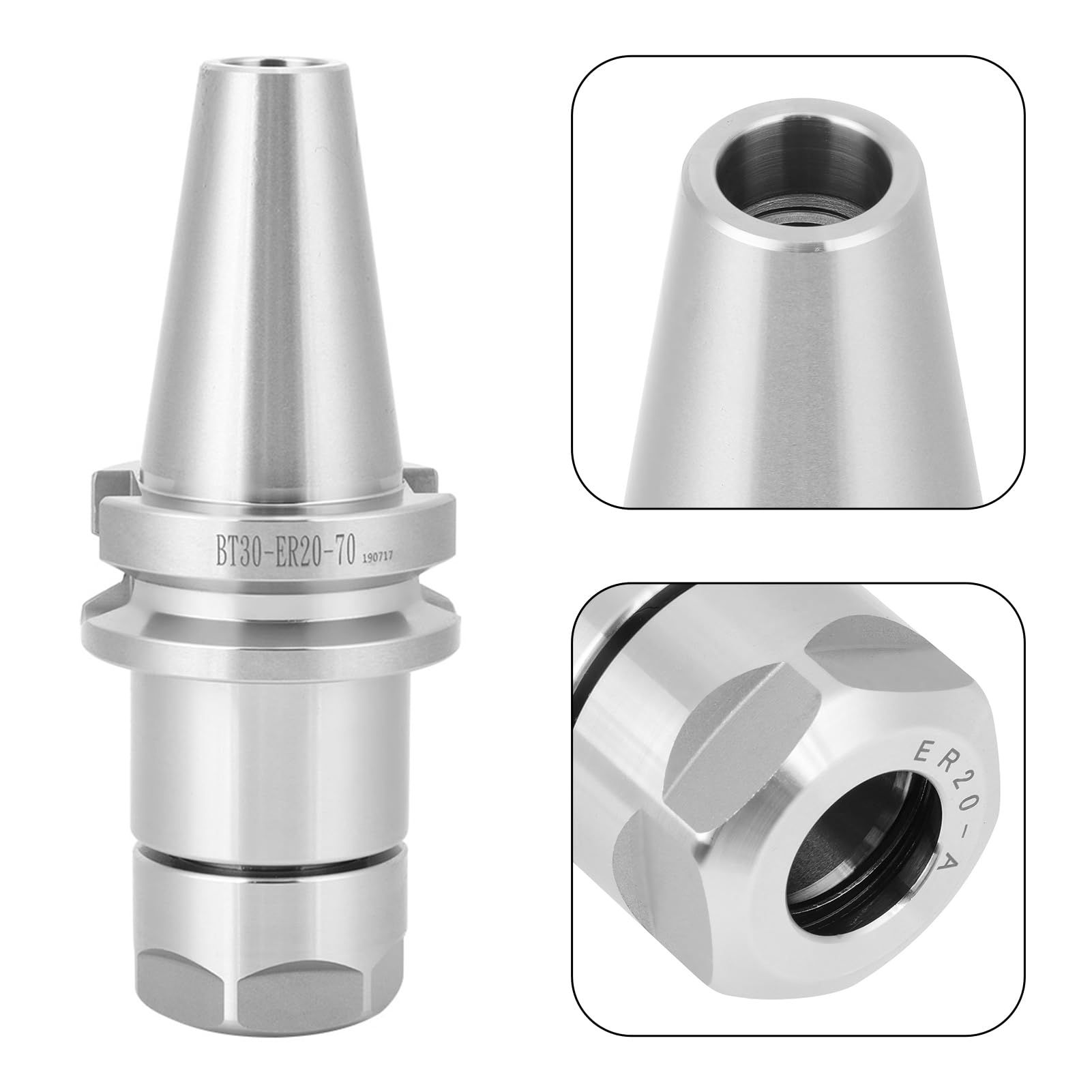 Portautensili CNC di precisione BT30 ER20 70 Mandrino a pinza conico BT 30 ER 20 Proiezione 70 mm per fresatura Foratura e maschiatura Bilanciato per centro di lavoro CNC ad alta