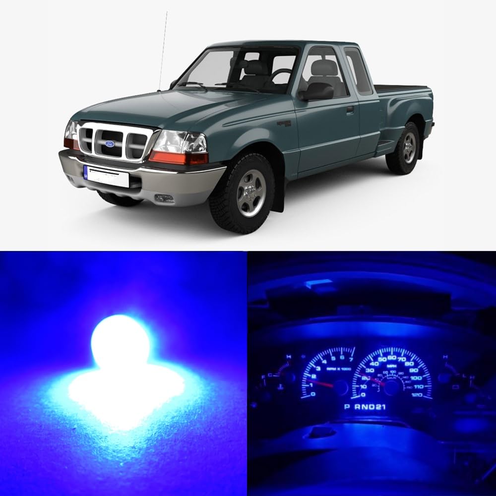 WLJH High Bright Blue Awesome Looking Instrument Panel Cluster Gauge Lamp Full Led Light Bulb Package Kits for Ford Ranger 1995-2003,Pack of 25
