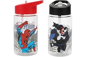 Bioworld Marvel Spider-Man & Venom 2-Pack 14 Oz Plastic Water Bottle Set:...