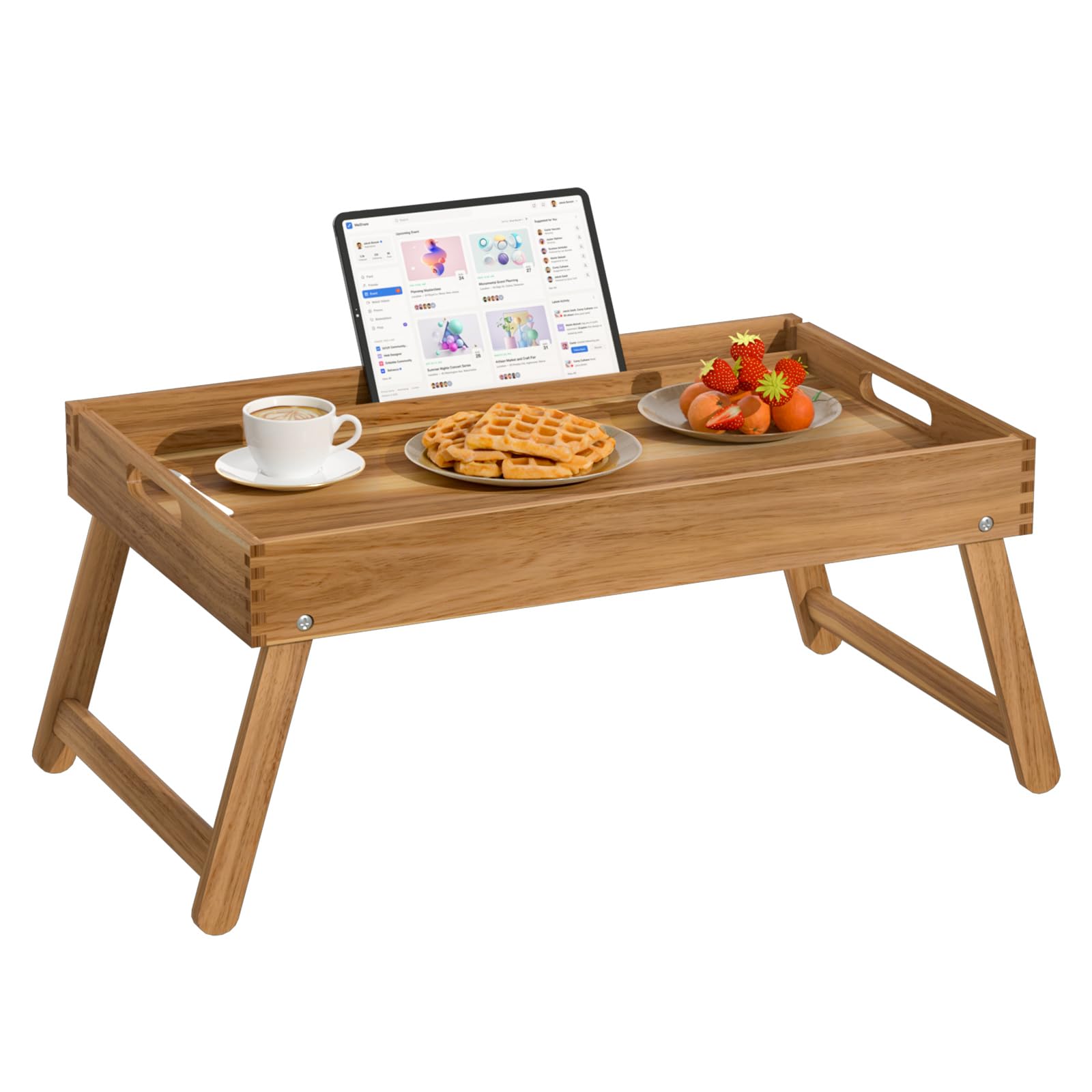 Zyraflux Acacia Wood Folding Bed Tray