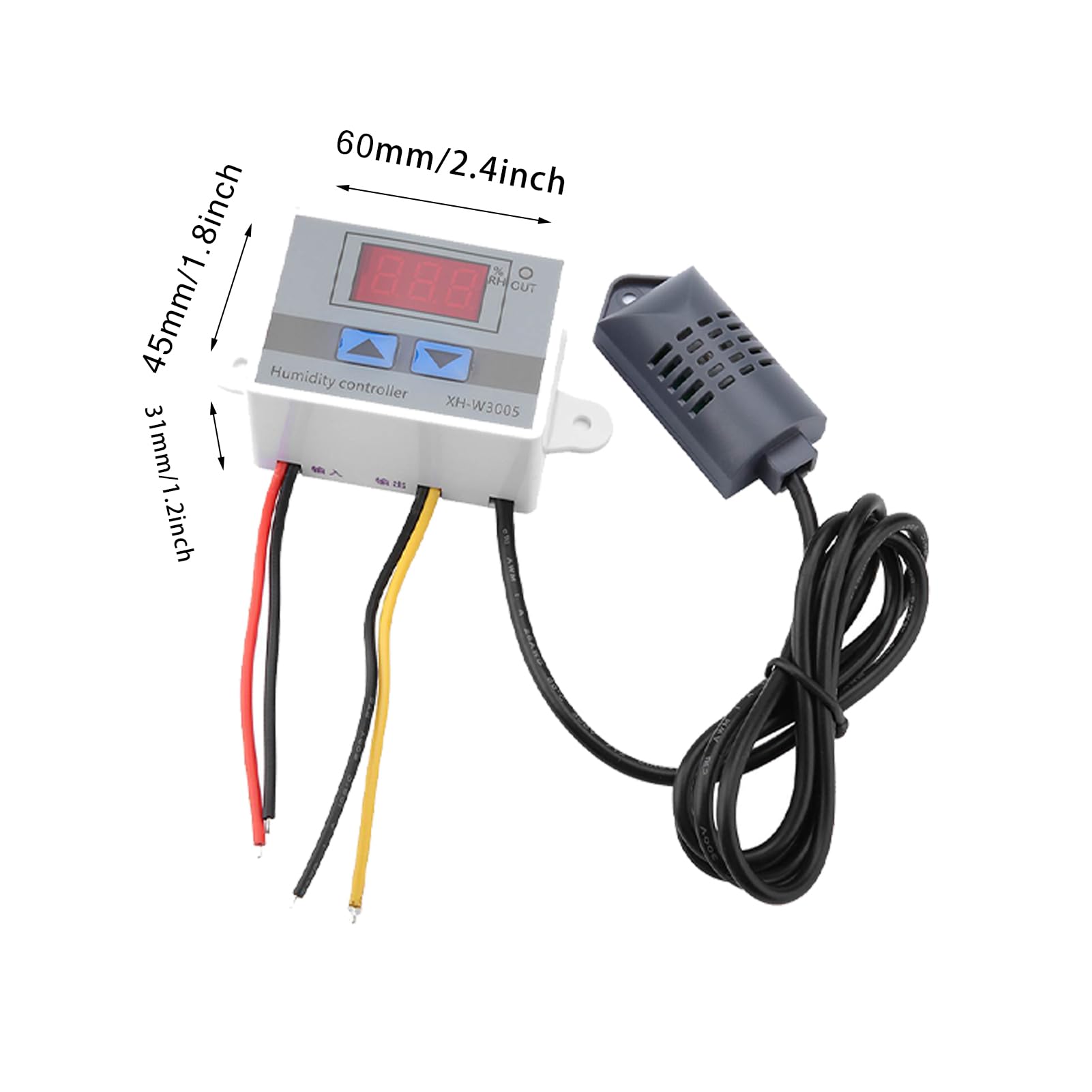 XH - W3005 Commutateur de capteur d'humidité Contrôleur d'humidité numérique Commutateur d'humidité de Haute précision Ventilateur de Salle de Bain pour diverses Applications (0~220V)