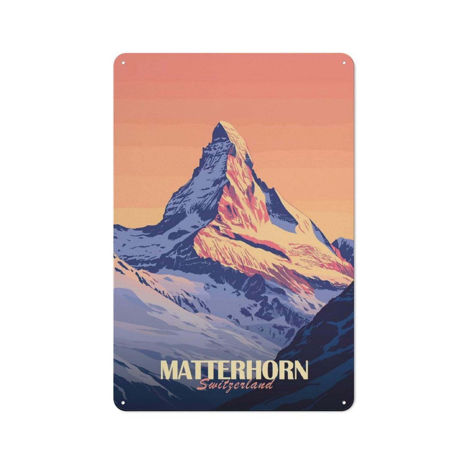 Junmoney Style-18 Cottage Style Matterhorn Mountain Decorative Tin Sign 30X20cm, Rustic Kitchen Decor For Kitchen, Cottage, Porch Or Garden Room