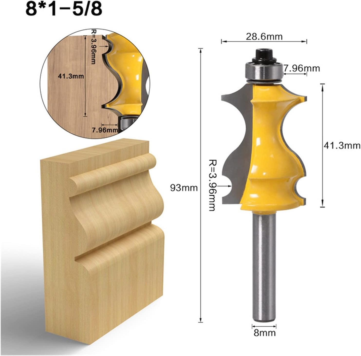 Surface Milling Cutter 1 Piece 8mm Shank Wood Wire Cutting Round Drill Bit Slot Trapezoid Mill Bit Woodworking Tool Milling Cutter With Bearing 5 Styles (Cutting Edge Length : 2)
