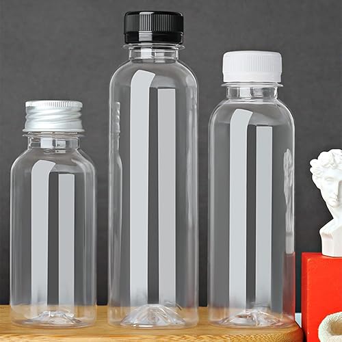 Miniatura 9 de SHZMJL 4 botellas de jugo de plástico de 16 onzas con tapas, botellas de plástico desechables transparentes vacías a granel, botellas de jugo de