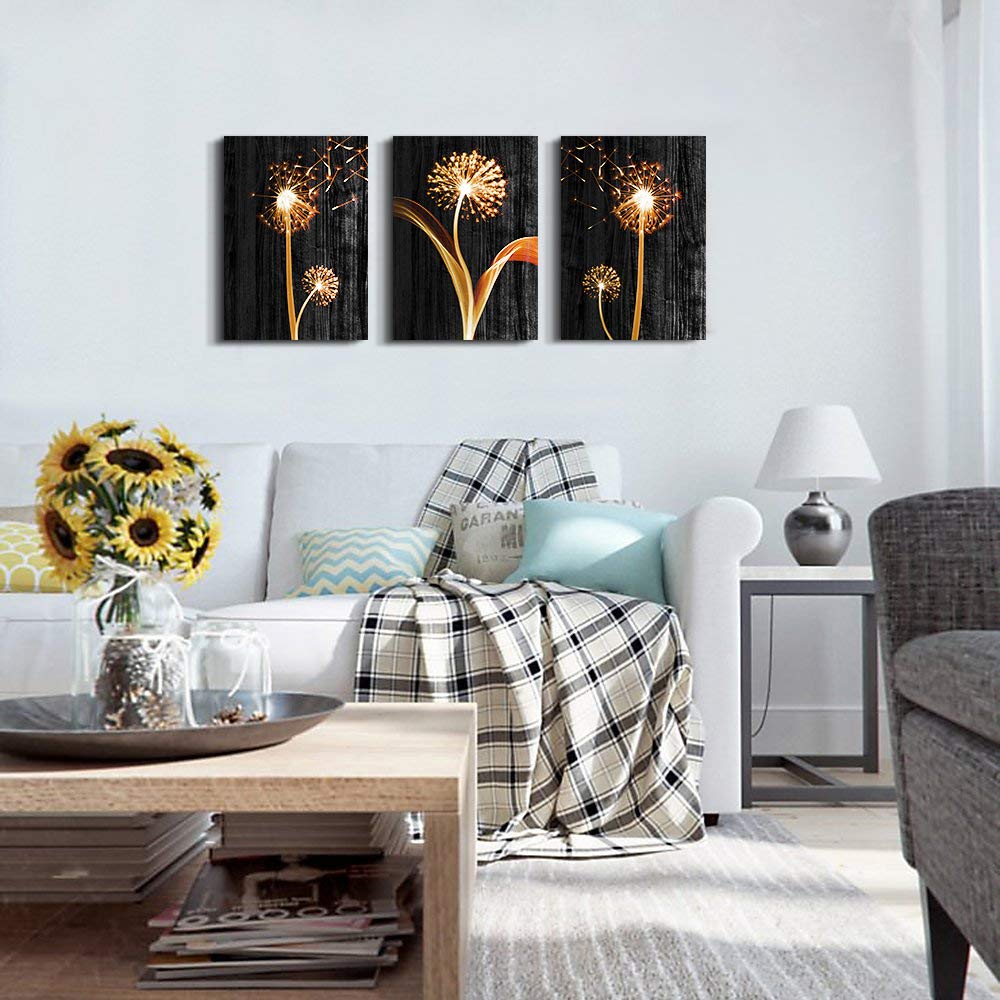 Decoratie Woonkamer Moderne Zwart Wit Kunst Foto's Abstracte Muur Poster Ingelijste Paardebloem Bloem Canvas Schilderij 40x50cm (16x20) x2 Met Frame