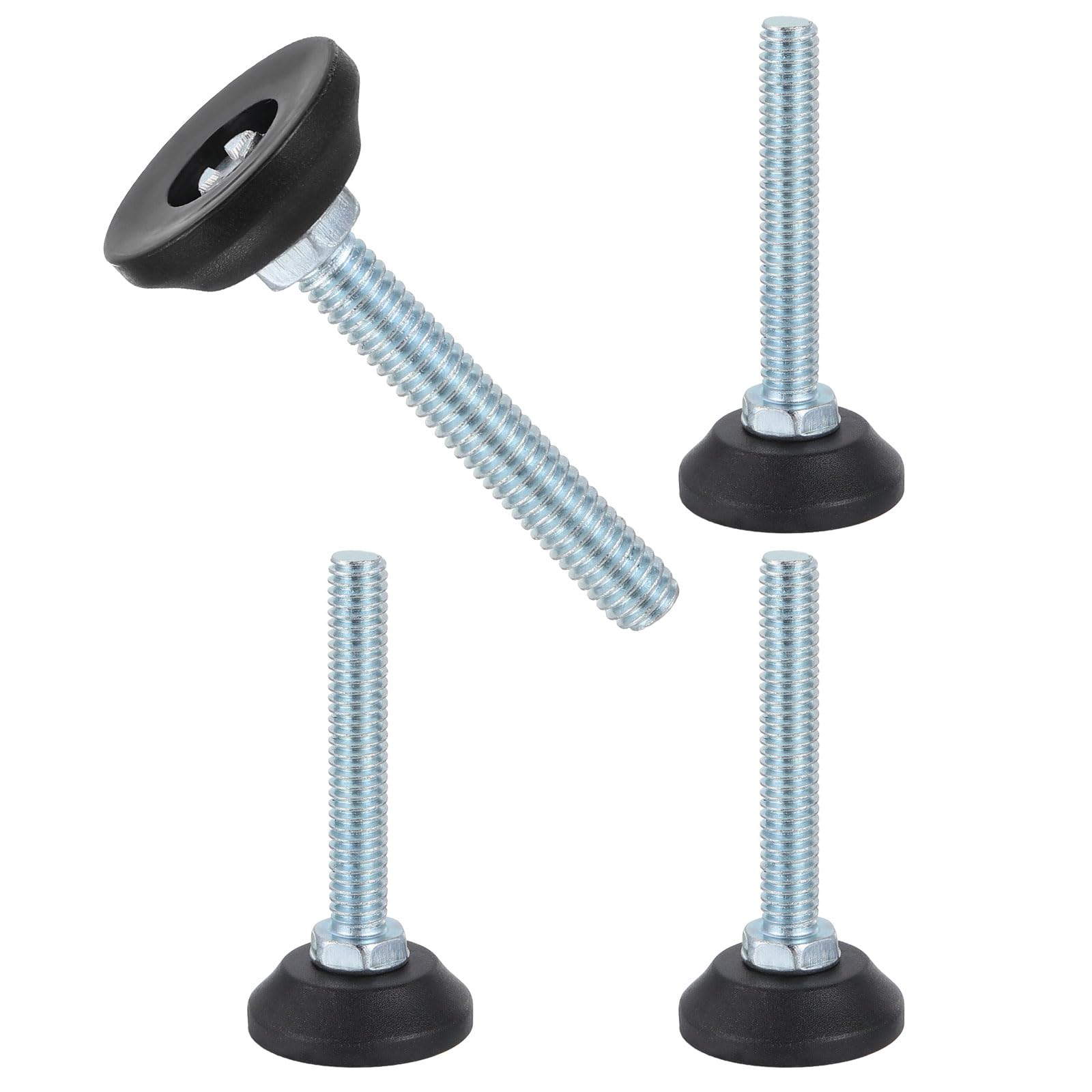 sourcing map M8 Thread Furniture Feet Levelers, 4Pcs 5/16"-18 50mm l Adjustable Furniture Feet Screw in Threaded Leveling Leg Screw on Chair Foot Glides Leveling for Table Chair Cabinet Black