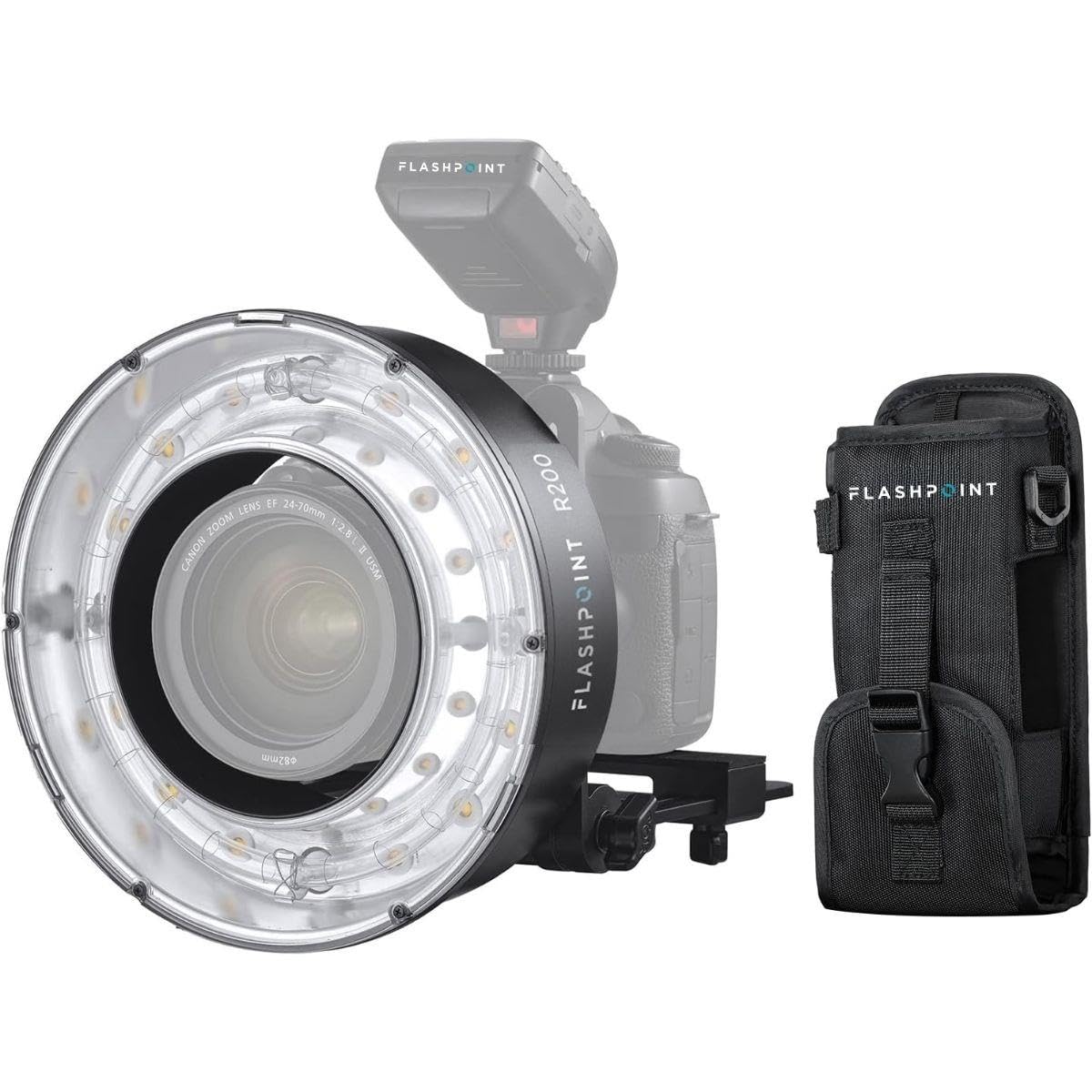 Flashpoint R200 Ring Flash Head for eVOLV200 and 200 Pro Pocket Flash, Black with CB56 Carrying Bag