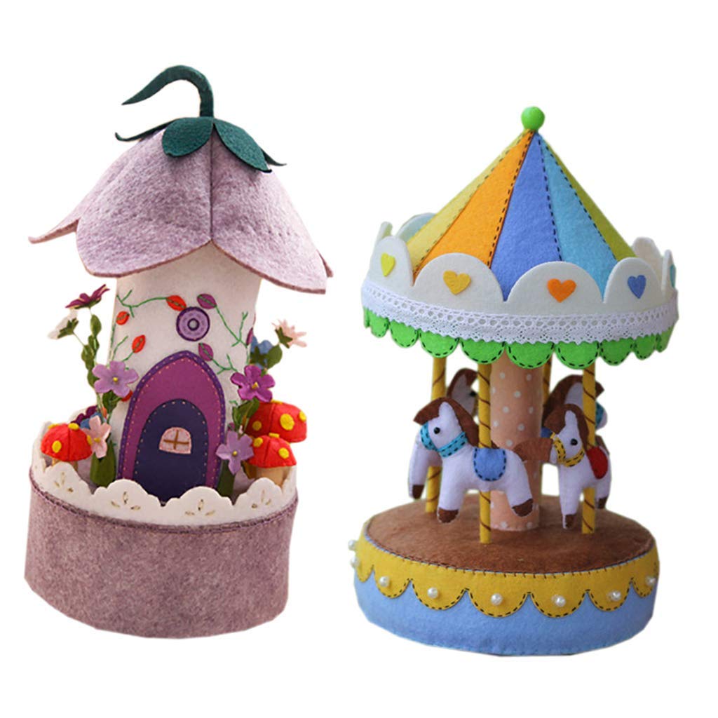 Inzopo 2 Set Of Music Box Felt Applique Kit Handmade Felt Materials Diy Package For Home Decoration Gift