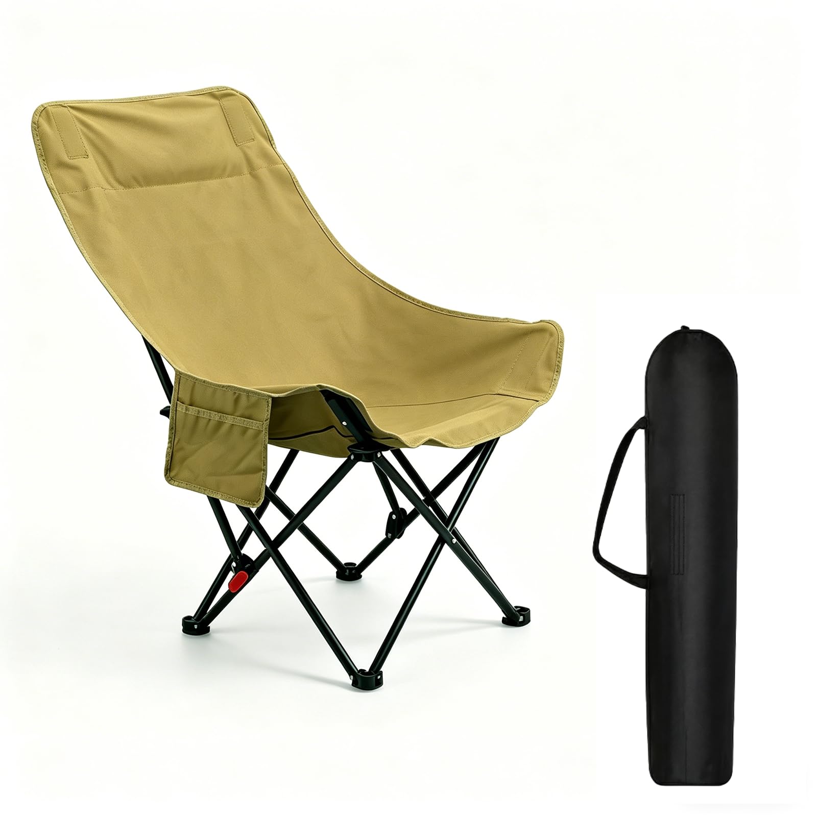 Chaise de camping pliable pour randonnée et pêche avec poches de rangement