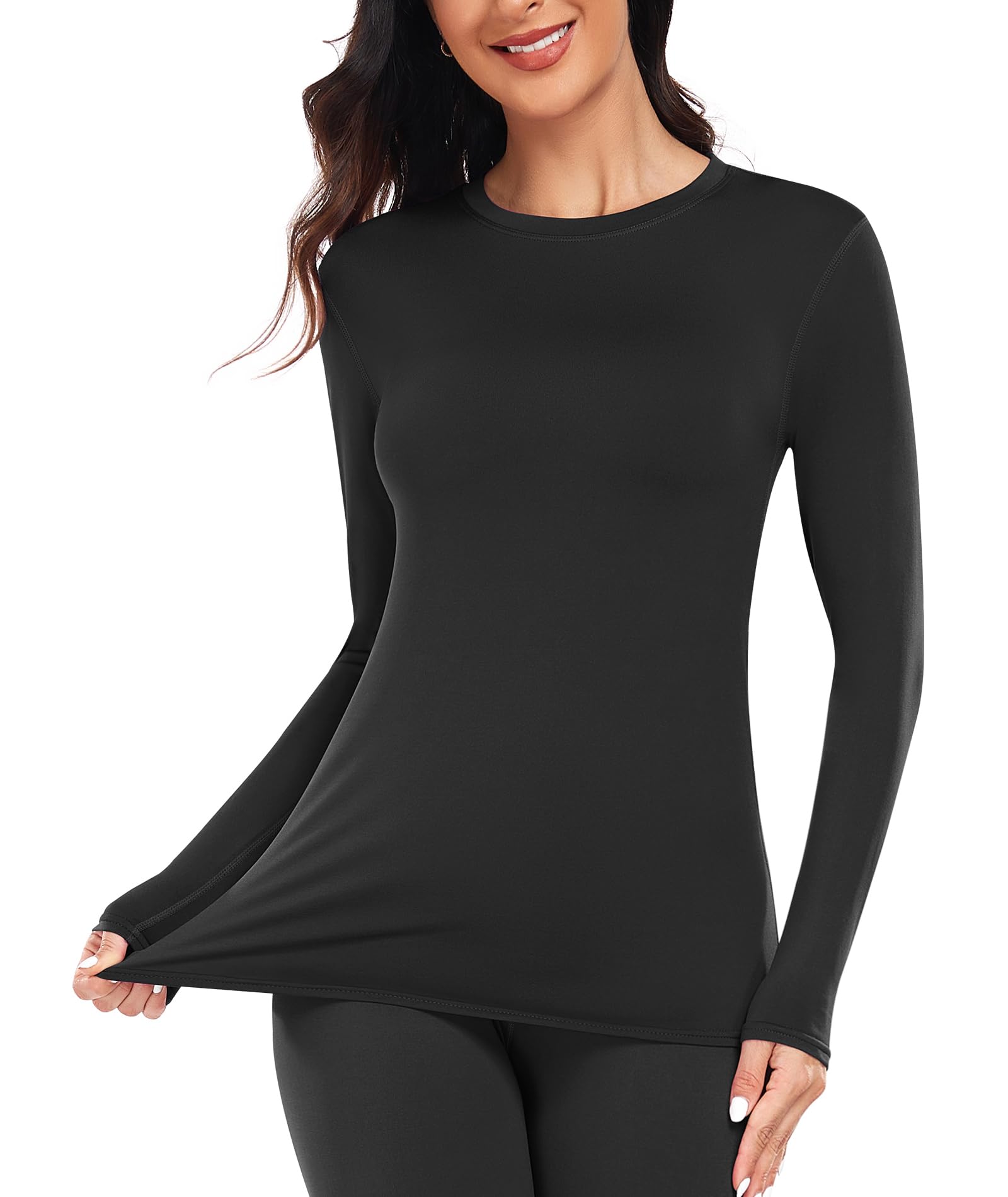 YADIFEN Thermounterwäsche Damen Thermo Oberteil Langarm Thermoshirt Damen | Thermo Oberteile Damen Warme Unterwäsche Shirt Winter Funktionsshirt Thermooberteile Thermal Unterhemd mit Innenfleece