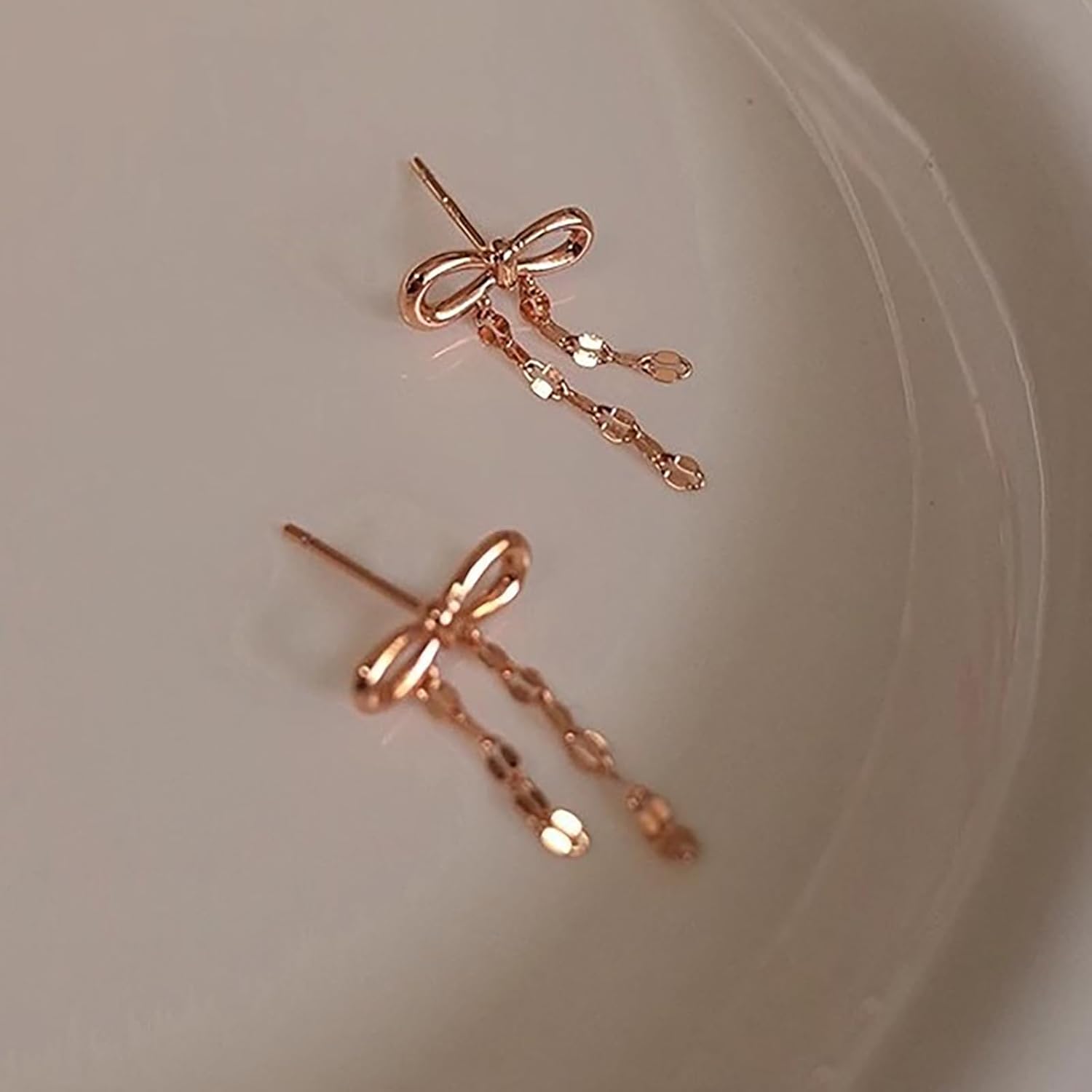 Cute Bow Earrings for Women 925 Sterling Silver Dangle Tassel Chain Earrings Teacher Earrings Hypoallergenic Bowknot Stud Earrings Wedding Bridal Jewelry Birthday Valentines Jewelry Gifts - Image 6