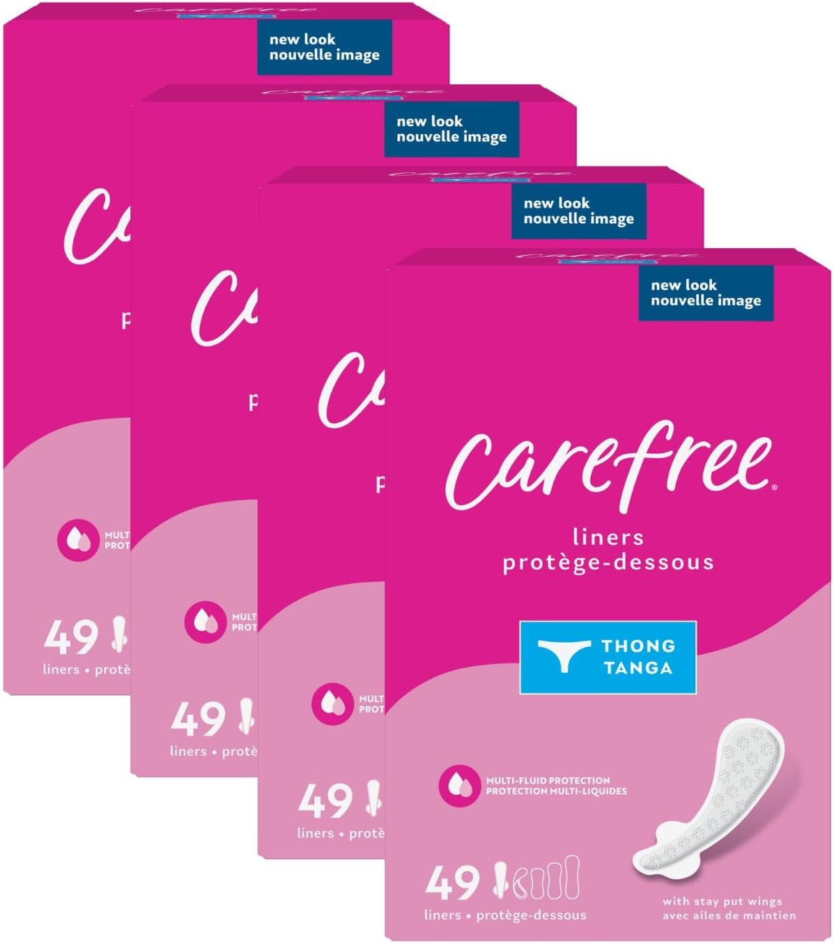 Amazon.com: Carefree Thong Panty Liners, Unwrapped, Unscented, 196ct (4 ...