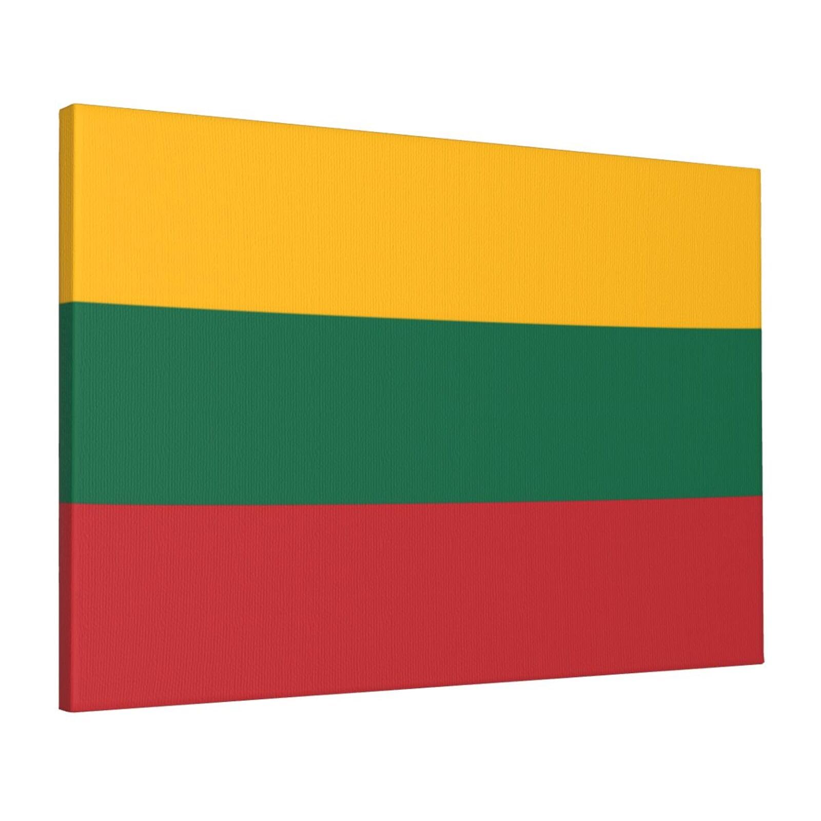 CNTDBU Flag of Lithuania Canvas Wall Art 16x24 Inch-Large Modern Painting Print for Living Room, Framed Ready to Hang Artwork for Bedroom