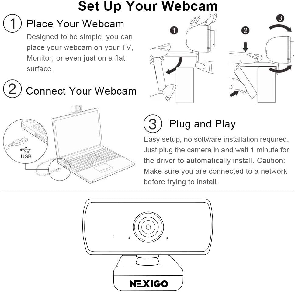 NexiGo 1080P HD Webcam with Built-in Microphone, Widescreen USB HD Web Camera for Zoom Meeting YouTube Skype FaceTime Hangouts, PC/Mac/Laptop/Desktop, Video Calling Recording Conferencing