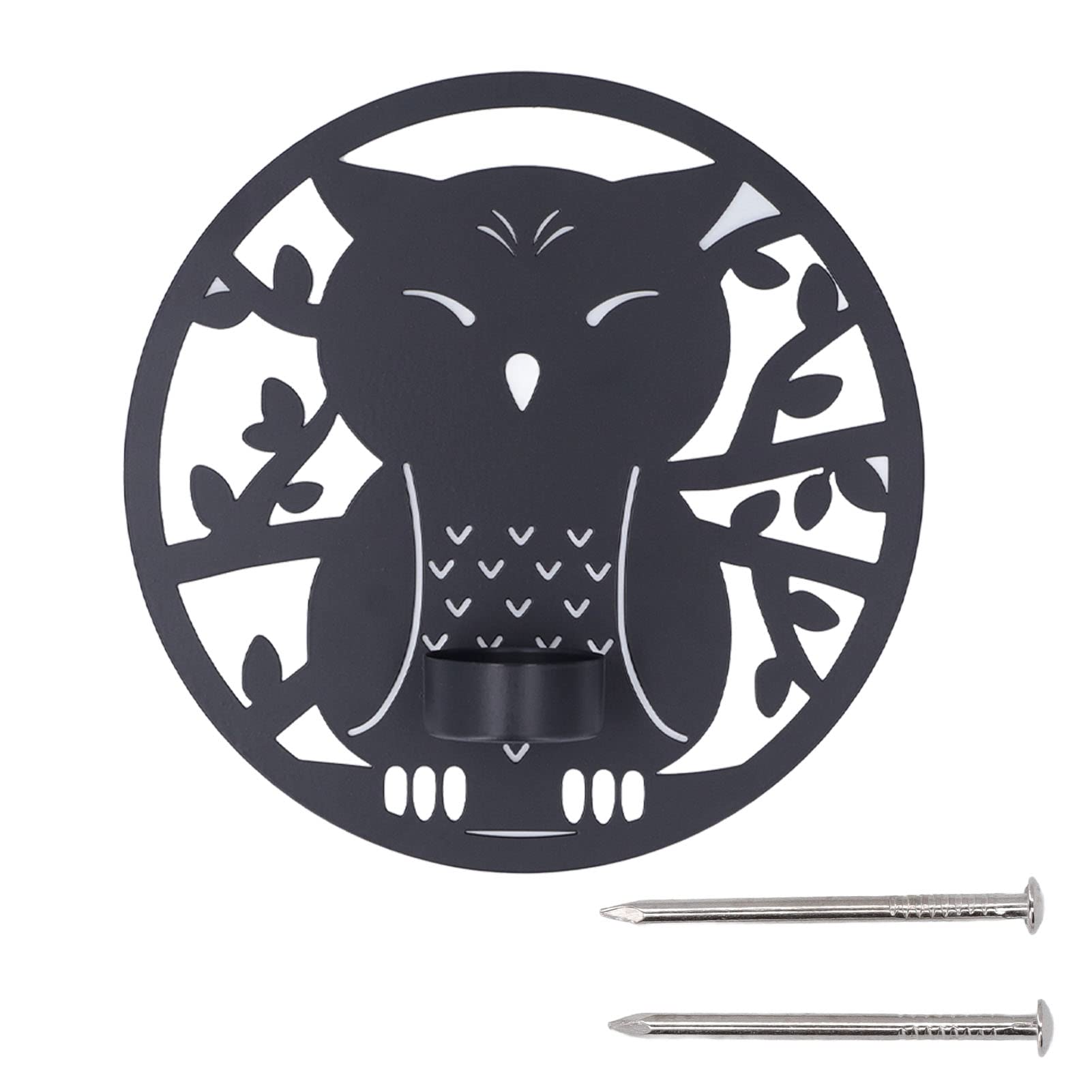 Hanging Candleholder, Candle Holder, Black Hanging Candleholder, Iron Retro Styled Innovative Wall Mounted Candle Holder Hanging Wall Candlestick for Home Wall Decorations Black(Laser Plate A)