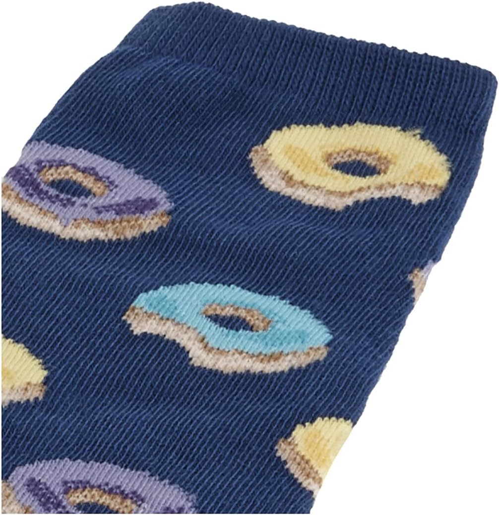 Hot Sox Big Boy's Food Novelty Casual Crew Socks Sockshosiery, DONUT (Dark Blue), Small/Medium Youth