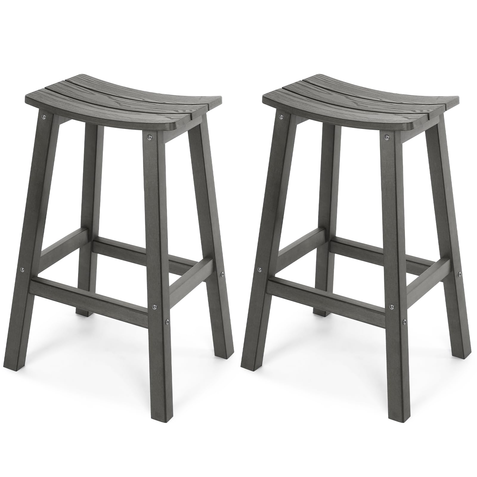 Stoog All-Weather Bar Stools Set of 2, 28" Outdoor Barstools, Never Rot or Fade, Low Maintenance HIPS Furniture for Bar, Kitchen Counter, Deck &amp; Patio, Grey