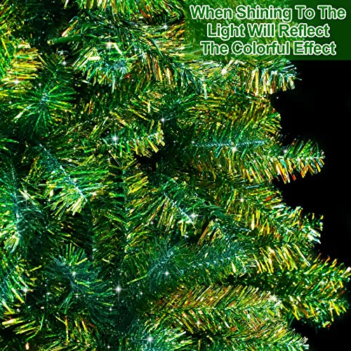 6 Feet Artificial Slim Christmas Tree, 240 LED Warm Lights, 658 Branch Tips, Fire-Resistant, UL Plug, Metal Stand, Hinged Pencil Xmas Tree Christmas Decorations Indoor Outdoor - Image 3
