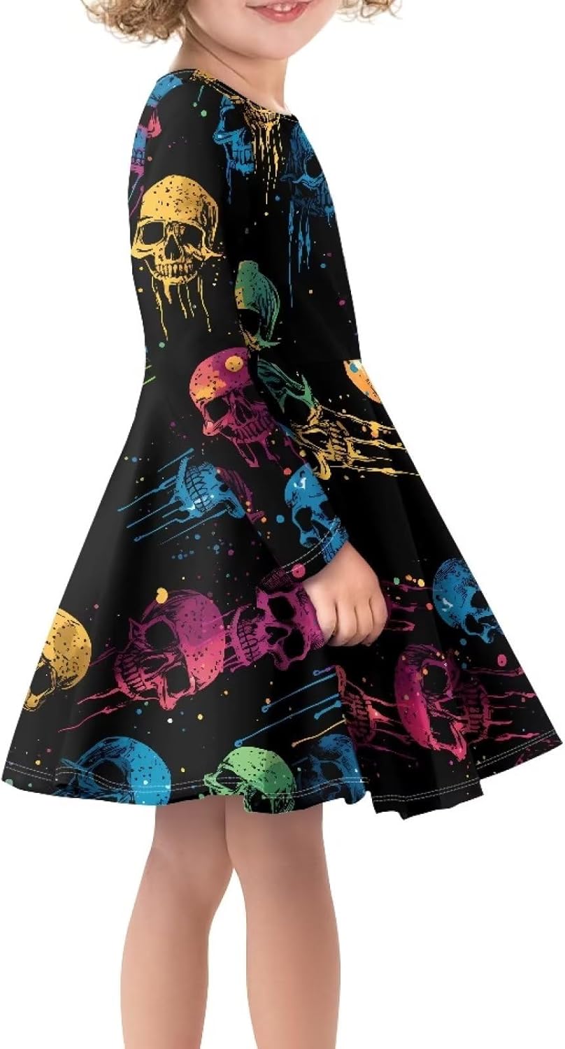 PinUp Angel Cute Girl Casual Long Sleeve Dresses Fall Spring Holiday Travel Crew Neck Dress 3-16 Years - Image 4