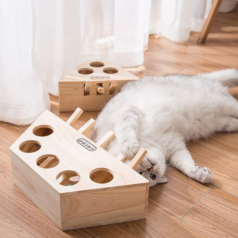 Interactief houten Whack-A-Mole kattenspeelgoed, boeiend en duurzaam