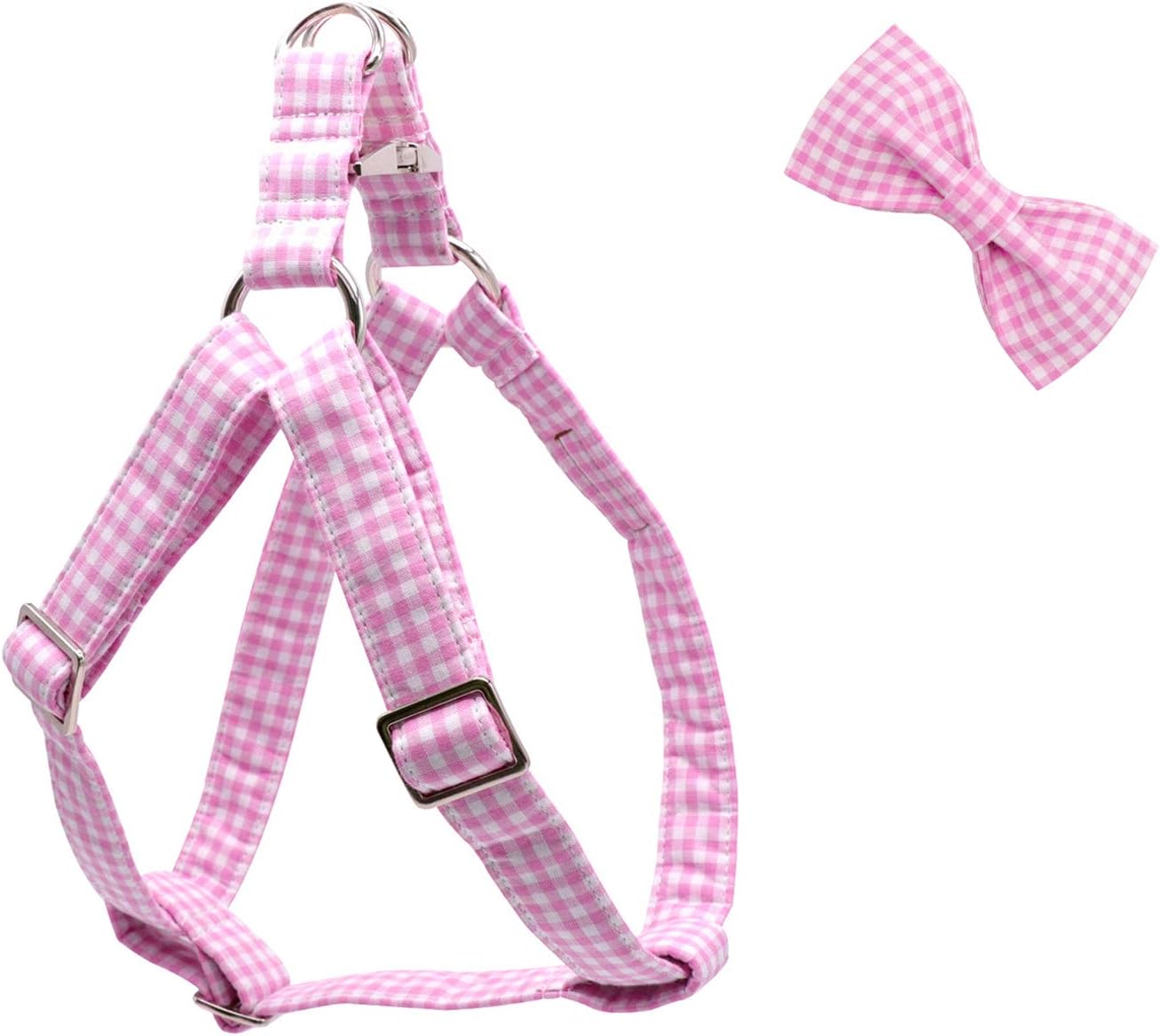 Lionet Paws Dog Harness with Bowtie Cotton No-Pull Adjustable Pet Harness with Metal Buckle for Small Medium Large Dogs