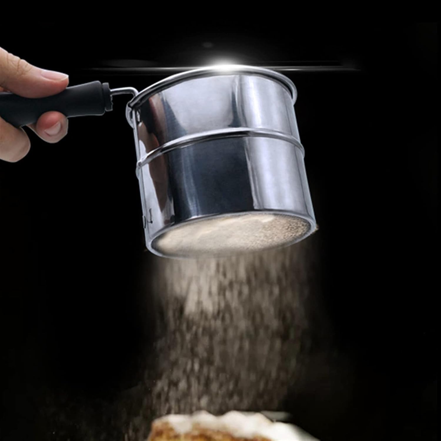 Flour,Sifter Stainless Steel Flour Sieve Cup Powder Sieve Mesh Handheld Cakes Sugar Mesh Sieve Baking Sieve Strainer Home Kitchen Gadgets Sieve Sieve
