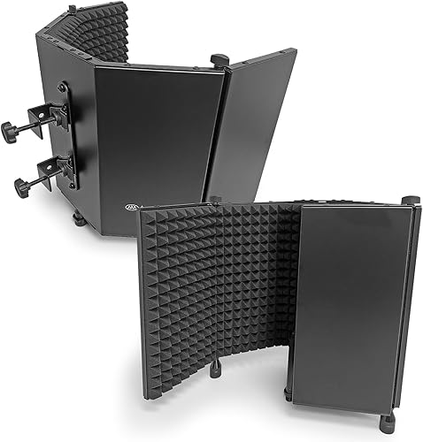 Miniatura 7 de AxcessAbles - Escudo de aislamiento de micrófono de estudio de grabación grande de 32 x 13 pulgadas con soporte de trípode de 3 niveles y filtro pop