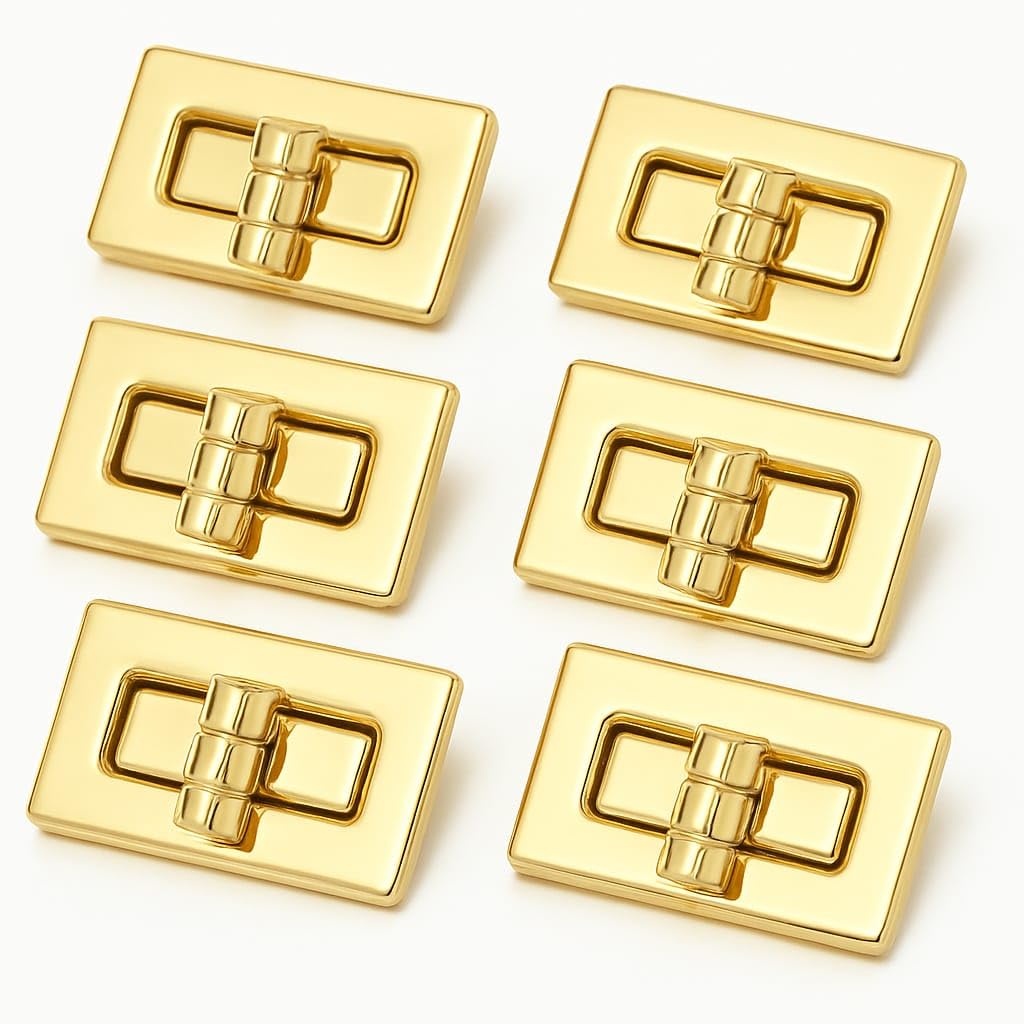 Golden Metal Purse Lock | Rectangle Turn Lock Clasp for Handbag, Purse, Wallet, Sling Bag, Leather Crafting & DIY Accessories (6)-picture-20