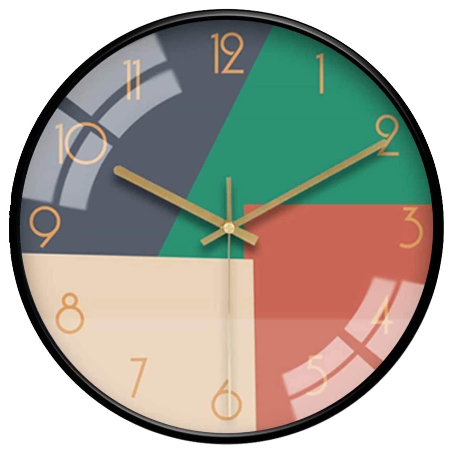 Zoliva Wall Clock 12" Silent Quartz Decorative Latest Wall Clock Non-Ticking Classic Clock Battery Operated Round Easy to Read for Room/Home/Kitchen/Bedroom/Office/School (A11-Green Peach-Clock)