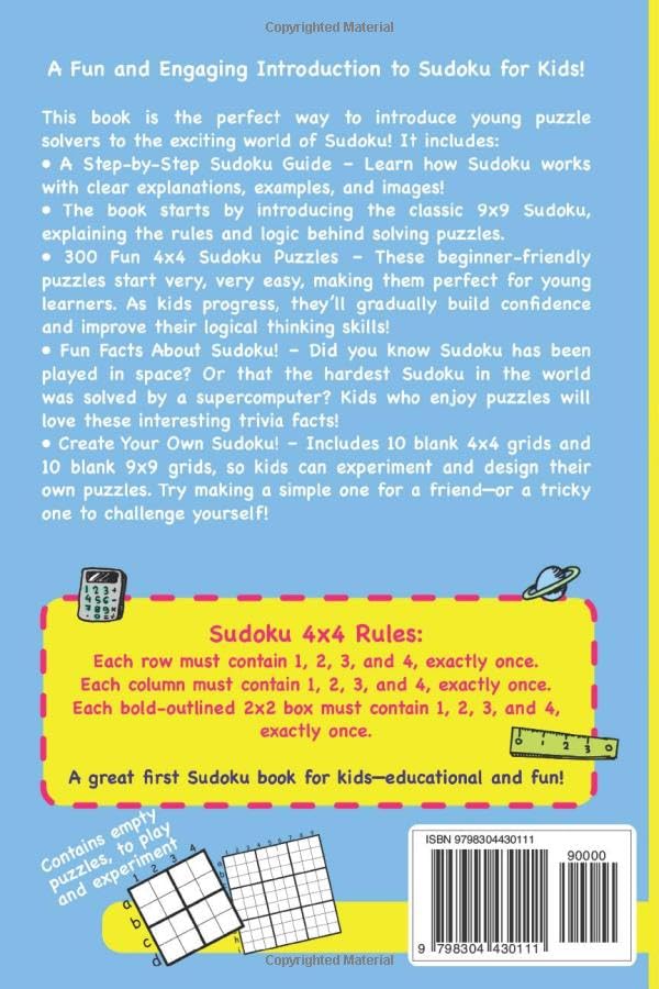 300 4x4 Sudoku Puzzles for Kids Ages 4-8: The Ultimate Sudoku Activity Book for Beginners, Preschool, and Early Elementary Kids! - Image 2