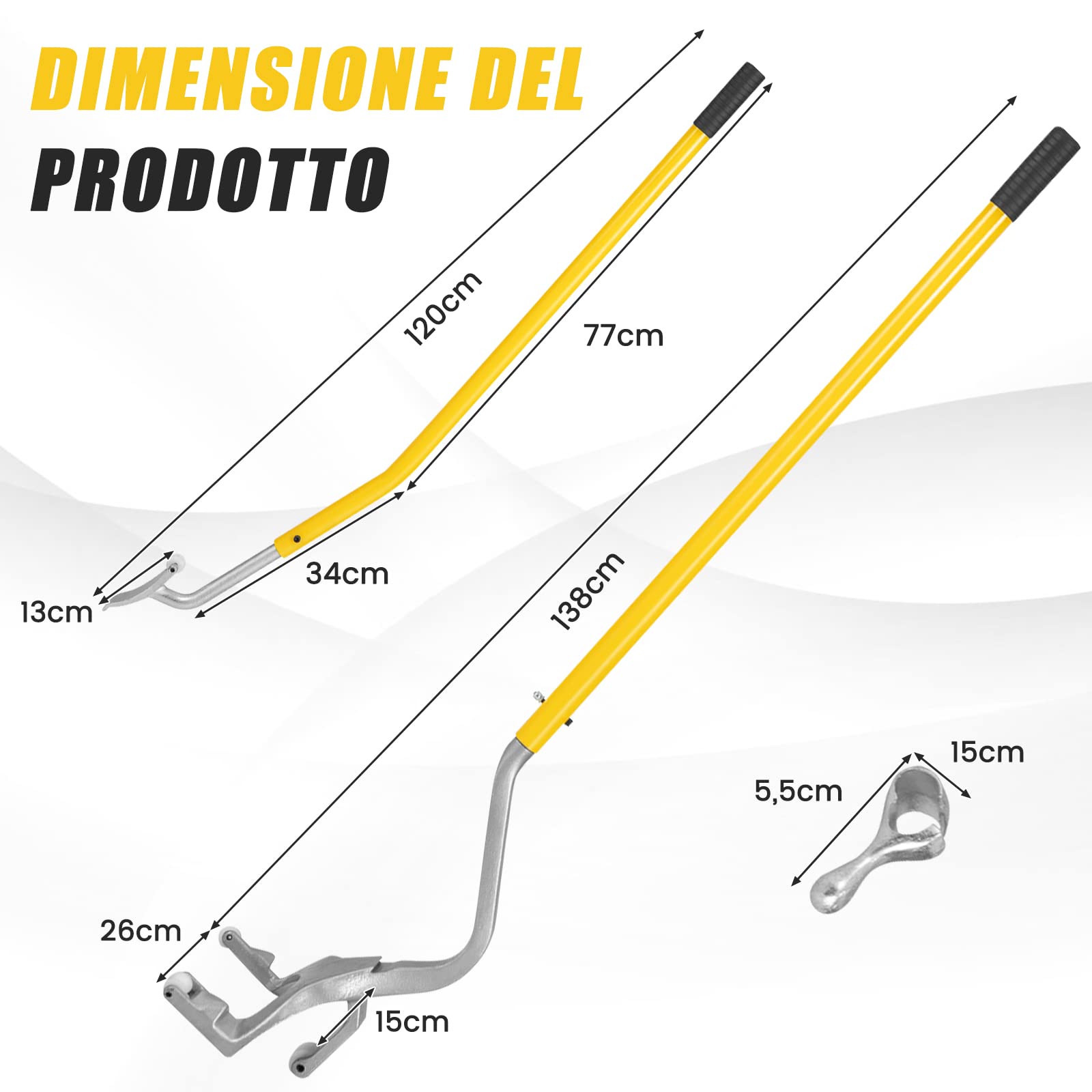 COSTWAY Strumento di Montaggio e Smontaggio Pneumatici Cambia Gomme da 44 cm a 62 cm, 3 PCS Strumenti Manuali con Supporto per Tallone in Acciaio per la Riparazione di Auto (Giallo)