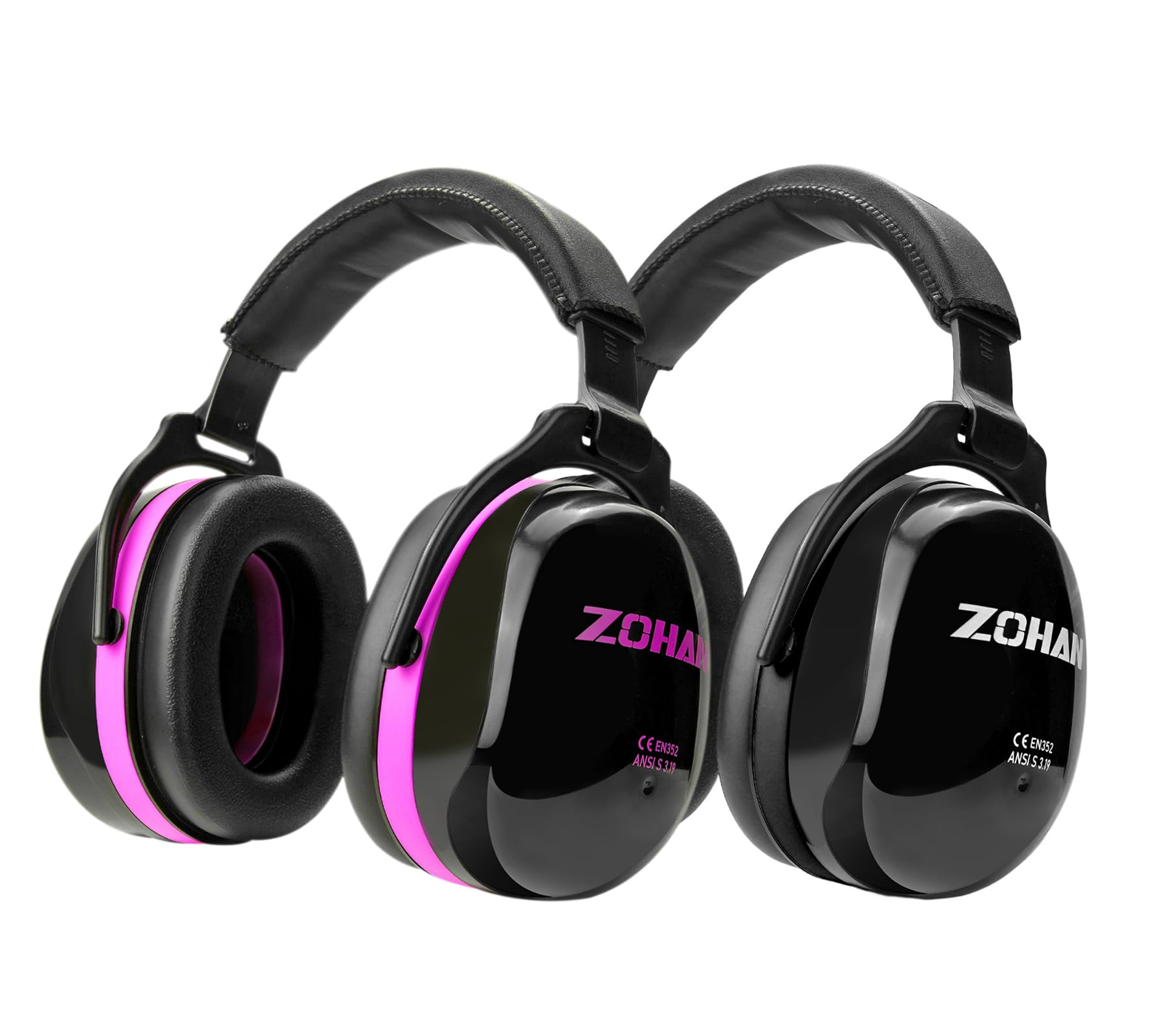 ZOHAN 012 Noise Reduction Earmuffs 2 Packs for Hearing Protection, NRR 28dB Adjustable Safety Ear Muffs for Mowing, Autism