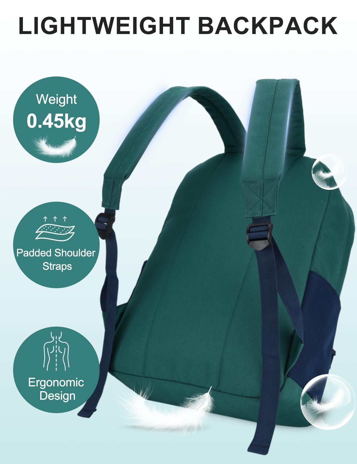 Mochilas Escolares, VASCHY Mochila Hombre Mochila Mujer Impermeable para Adulto y Adolescente Mochila Portatil 15,6 Pulgadas Mochila Universidad Instituto Ligera Mochila Viaje Niño Niña