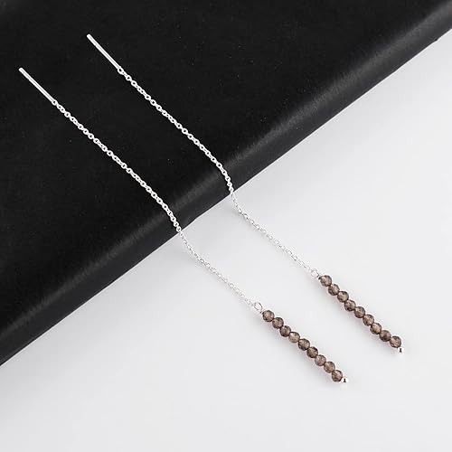 Miniatura 4 de Aretes delicados de piedra auténtica, piedras preciosas tanzanita, joyería minimalista, aretes colgantes, chapados en plata, piedras natales