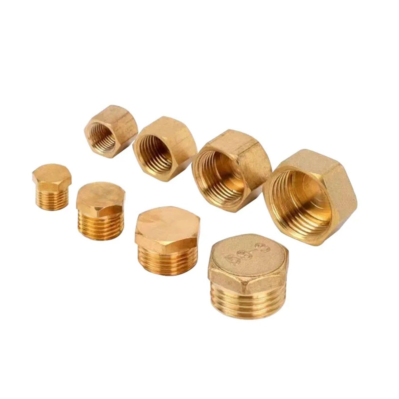 Tapón hexagonal de latón – 1/8 pulgadas a 3/4 pulgadas BSP macho/hembra conector de rosca de latón para fontanería, 1 pieza acabado plateado de 1 pulgada