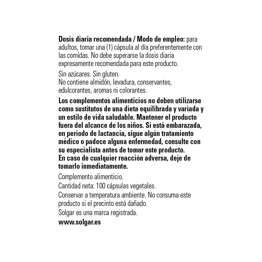 Solgar Biotina 5000 μg, 100 Comprimidos