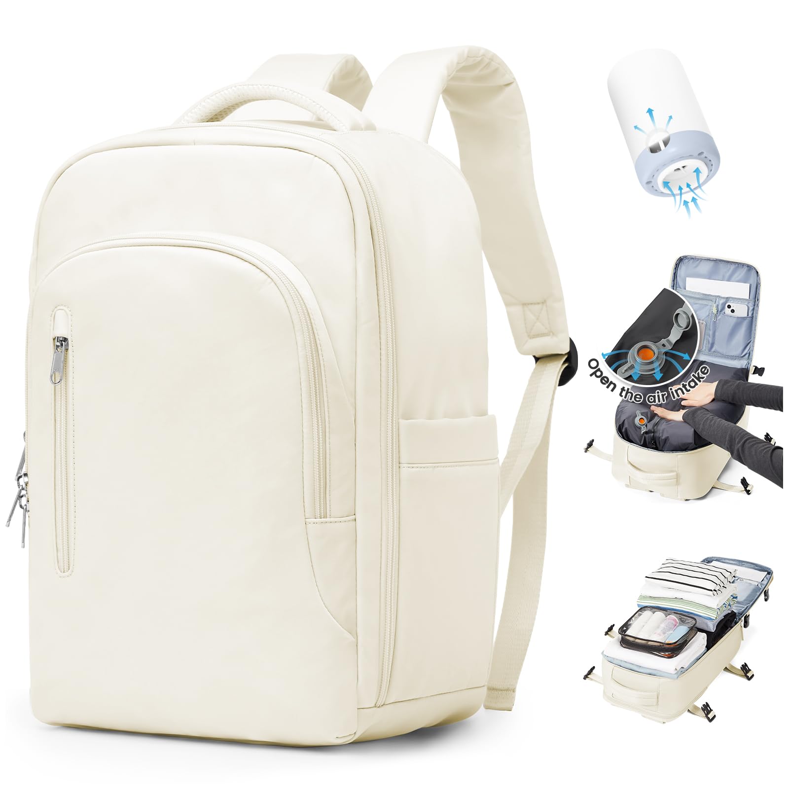SZLX Zaino Ryanair 40x20x25 Donna Zaino da Viaggio Sottovuoto con pompa Bagaglio a Mano Sottovuoto Viaggio Uomo Borse da Cabina 45x36x20 Easyjet con scomparto per scarpe per Laptop da 14 Pollici