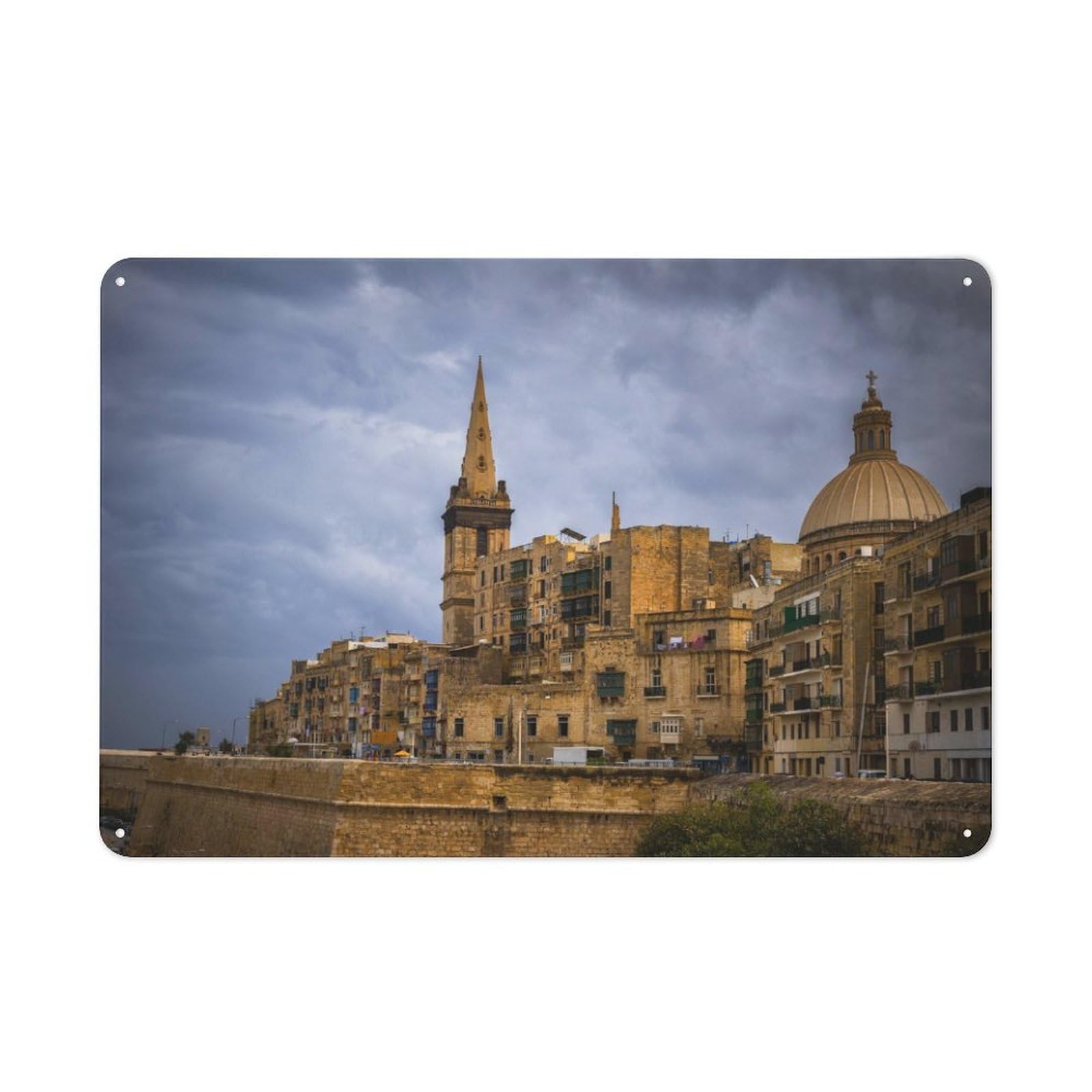 Junmoney Style-24 Retro City Of Valletta In Malta Vintage Tin Sign 20X30cm, Cafe Wall Decor For Kitchen, Cafe, Pantry Or Dining Room