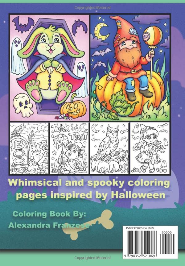 Spooky Vibes: Travel Size Halloween Coloring Book for Kids and Adults, Cute and Whimsical Characters for Relaxing Fall Activities, Easy to Color Pages (Travel Size Coloring Books) image 3