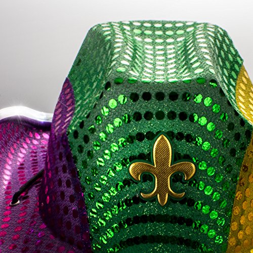 Windy City Novelties - Light-Up Mardi Gras Sequin Cowboy Hat |Cowboy Costume Mardi Gras Party Supplies Western Wear For Men And Women Mardi Gras Hat #TOP4